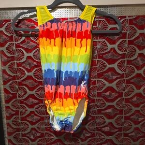 Sheer Back Colorful Drip Leotard
